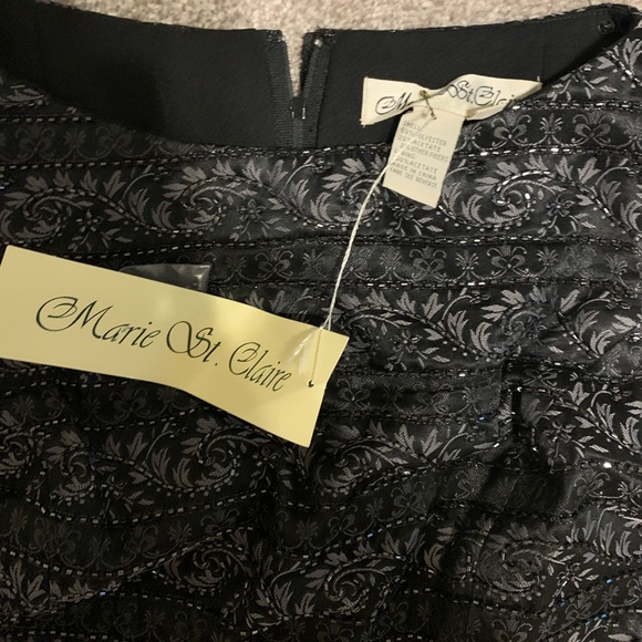 NWT MARIE ST CLAIRES BEADED SLEEVELESS FORMAL BLACK WOMENS DRESS - Picture 2 of 4